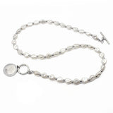 Stainless Steel Logo Pearl Link Human Head Graphics Link Bracelet Bangles