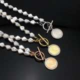 Stainless Steel Logo Pearl Link Human Head Graphics Link Bracelet Bangles
