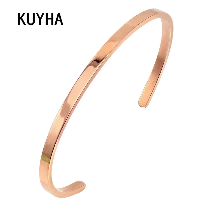 Stainless Steel Rose Bangles Couples Bracelet