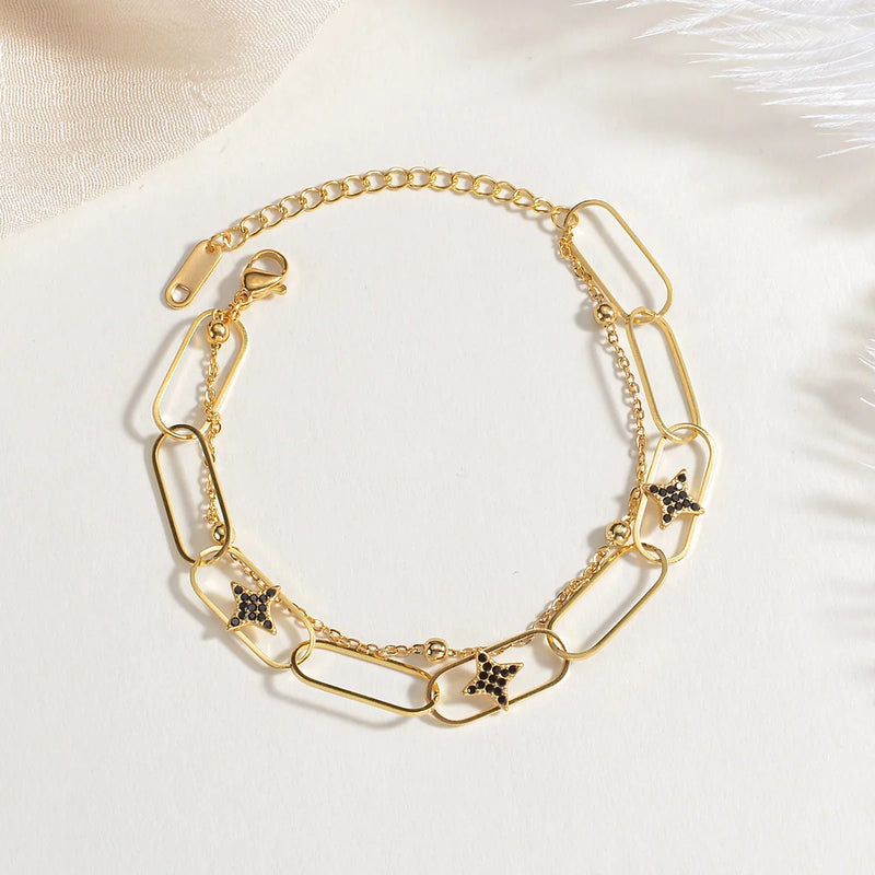 Hollow Star Charm Bracelet for Women - Stainless Steel