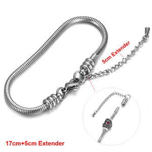 Stainless Steel Snake Chain Bracelet with European Clips
