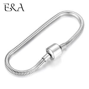 Stainless Steel Snake Chain Bracelet with European Clips