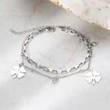 Bell Clovers Pendant Beads Layer Chain Bracelet Women Jewelry