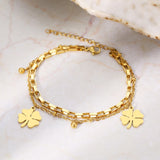 Bell Clovers Pendant Beads Layer Chain Bracelet Women Jewelry