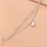 Vintage Heart Pendant Multilayer Chains Bracelet for Women