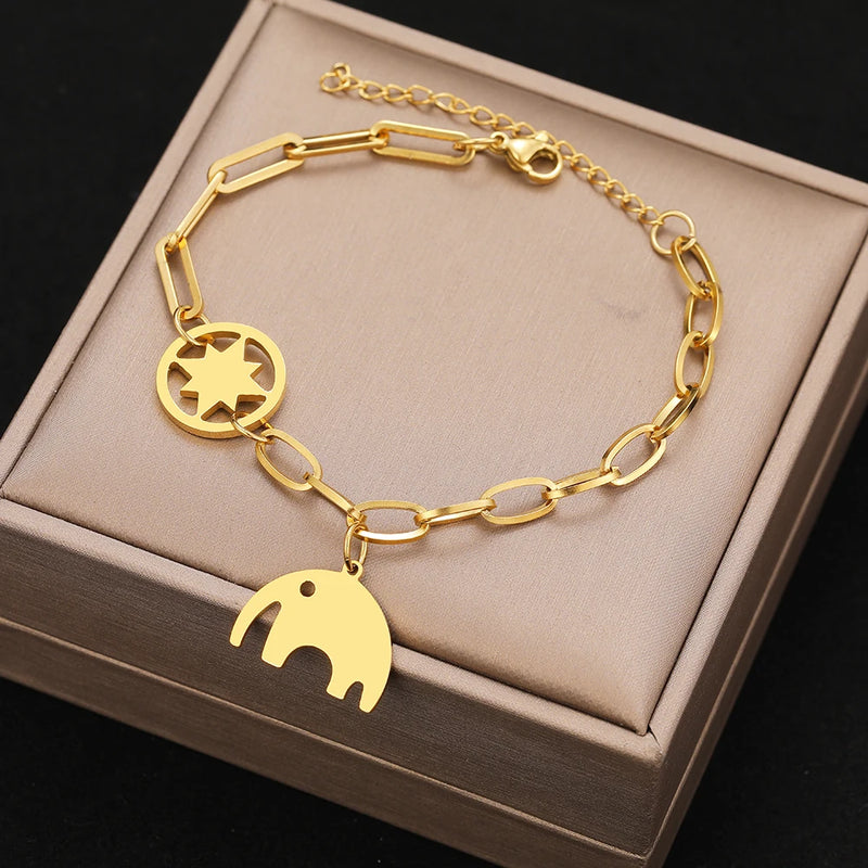 Vintage Gothic Layered Chain Stainless Steel Bracelet for Women