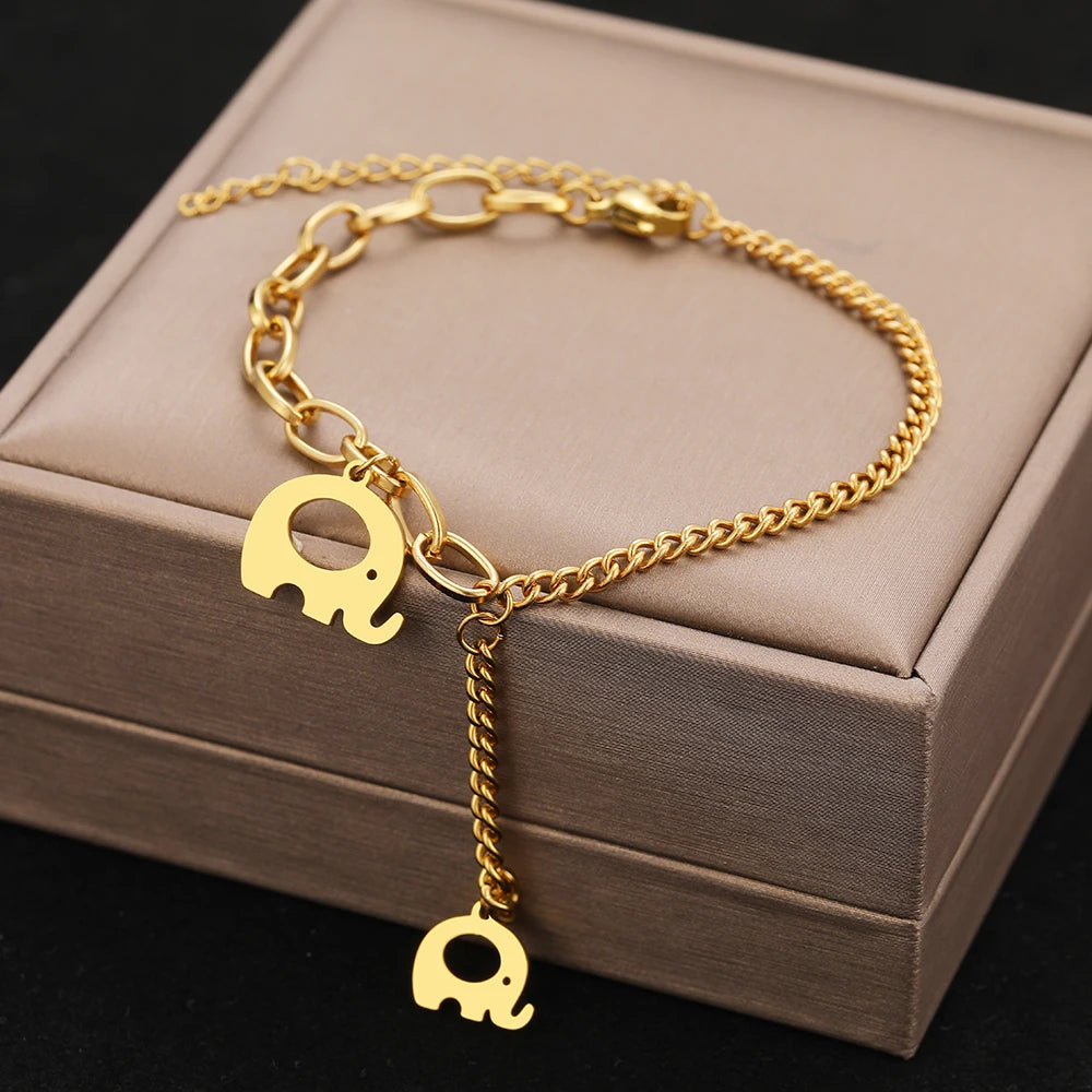 Vintage Gothic Layered Chain Stainless Steel Bracelet for Women