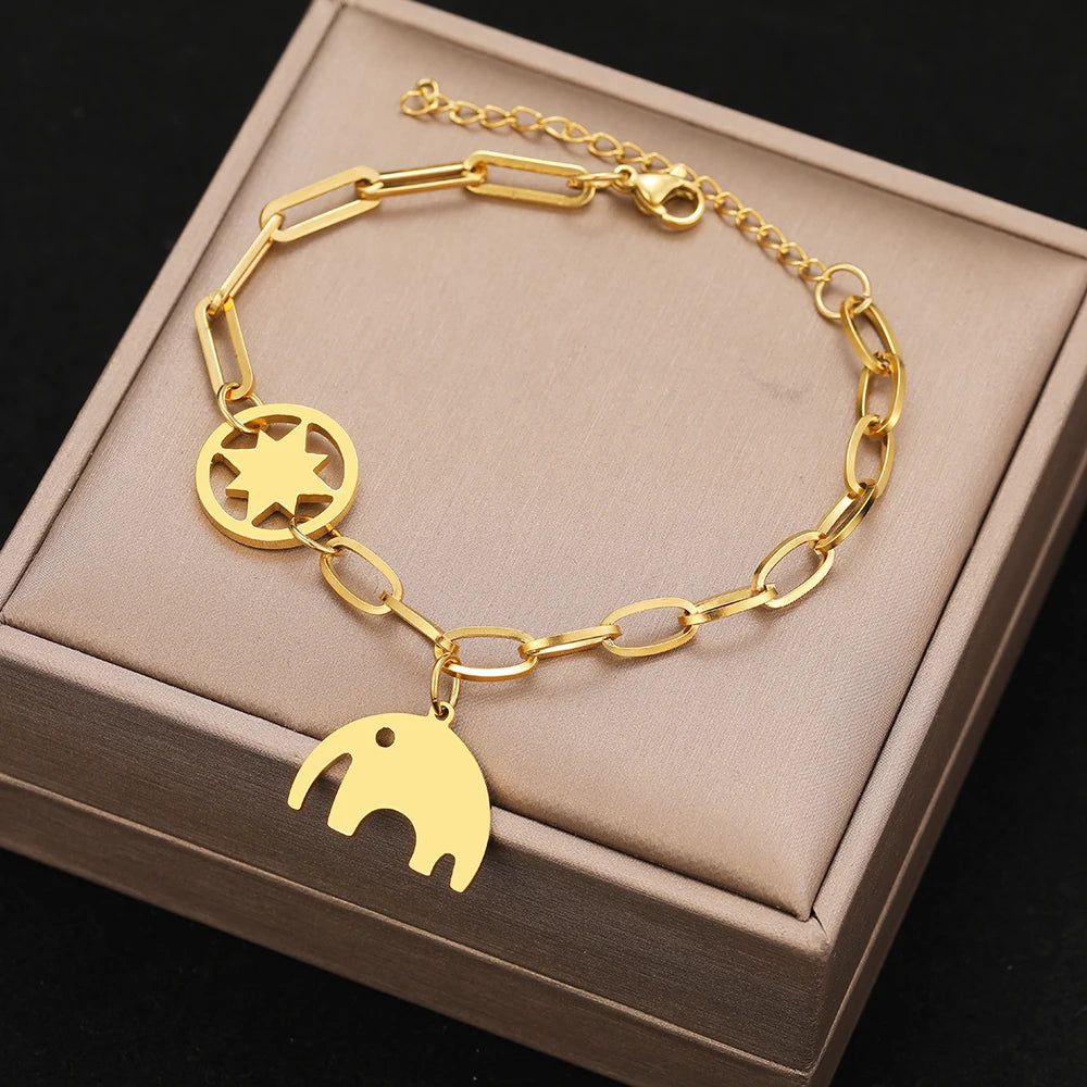 Vintage Gothic Layered Chain Stainless Steel Bracelet for Women