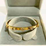 Heart Charm Bangle Green Crystal Bracelet For Women