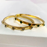 Heart Charm Bangle Green Crystal Bracelet For Women