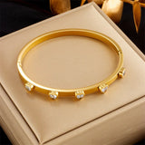Heart Charm Bangle Green Crystal Bracelet For Women