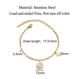 Golden Butterfly Charm Stainless Steel Bracelet for Women