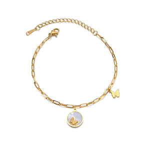 Golden Butterfly Charm Stainless Steel Bracelet for Women