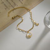 Golden Butterfly Charm Stainless Steel Bracelet for Women