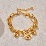 Stainless Steel Bracelets for Women Tree Of Life Heart Charm