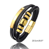 Stainless Steel Braided Leather Bracelet for Men Women