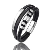 Stainless Steel Braided Leather Bracelet for Men Women