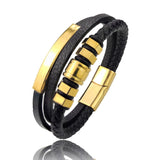 Stainless Steel Braided Leather Bracelet for Men Women