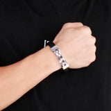 Men's Stainless Steel Braided Motorcycle Chain Leather Bracelet 12MM