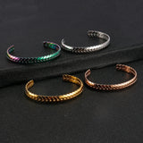 Stainless Steel Braided Wheat Bangle Bracelet Silver Plated Classic Punk Jewelry