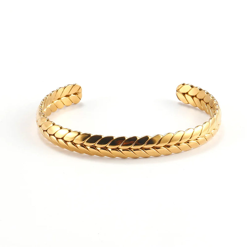 Stainless Steel Braided Wheat Bangle Bracelet Silver Plated Classic Punk Jewelry