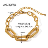 Steel Bread Texture Chain Waterproof Bracelet 18K PVD Plated Jewelry