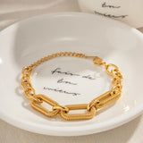 Steel Bread Texture Chain Waterproof Bracelet 18K PVD Plated Jewelry