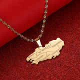 Stainless Steel Bretagne Map Necklace Breizh Llydaw Brittany Map Pendant