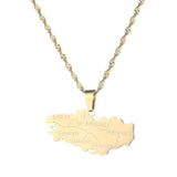 Stainless Steel Bretagne Map Necklace Breizh Llydaw Brittany Map Pendant