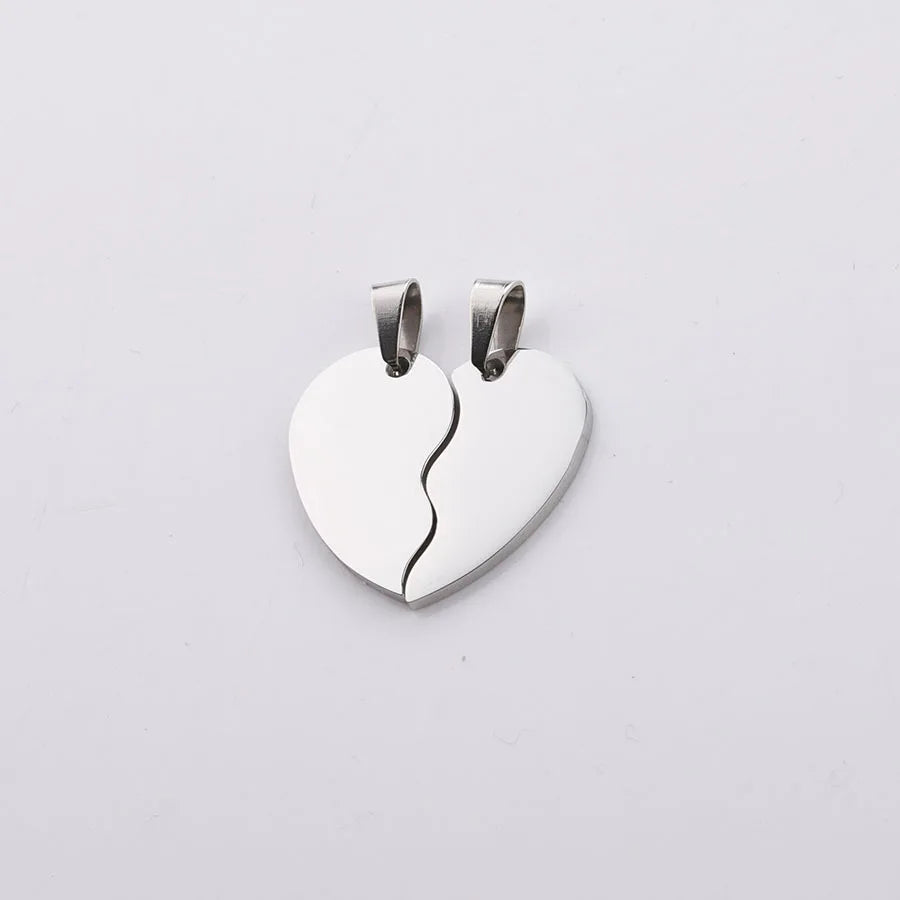 Stainless Steel Broken Heart Charms for Engrave Two Halves Heart Tag, 5pcs