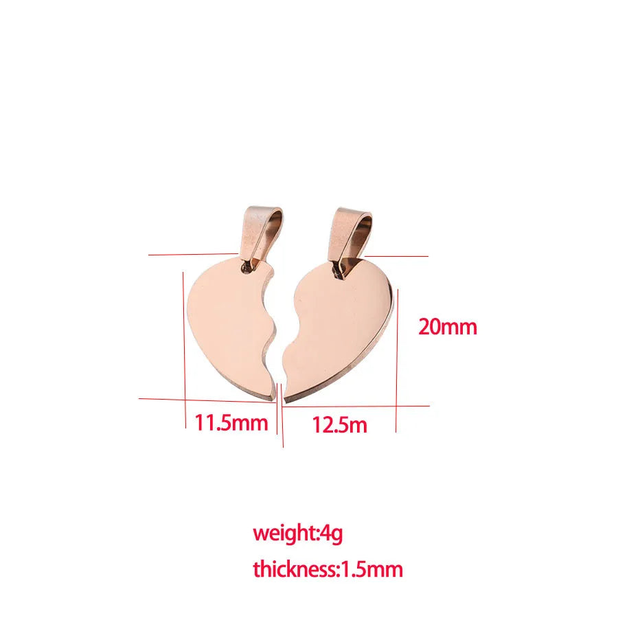 Stainless Steel Broken Heart Charms for Engrave Two Halves Heart Tag, 5pcs
