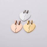Stainless Steel Broken Heart Charms for Engrave Two Halves Heart Tag, 5pcs