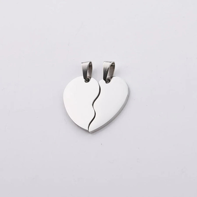 Stainless Steel Broken Heart Charms for Engrave Two Halves Heart Tag, 5pcs