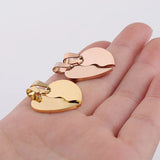 Stainless Steel Broken Heart Charms for Engrave Two Halves Heart Tag, 5pcs