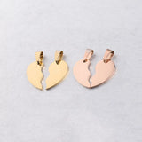 Stainless Steel Broken Heart Charms for Engrave Two Halves Heart Tag, 5pcs