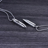 Stainless Steel Bullet Pendant Necklace Men's Hip-Hop Rapper Jewelry
