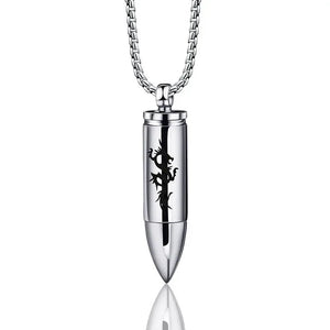 Stainless Steel Bullet Pendant Necklace Men's Hip-Hop Rapper Jewelry