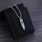 Stainless Steel Bullet Pendant Necklace Men's Hip-Hop Rapper Jewelry