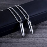 Stainless Steel Bullet Pendant Necklace Men's Hip-Hop Rapper Jewelry