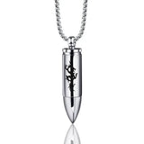 Stainless Steel Bullet Pendant Necklace Men's Hip-Hop Rapper Jewelry