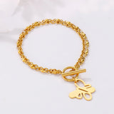 Women's Stainless Steel Butterfly Bracelet Lock Charm Cuff