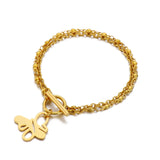 Women's Stainless Steel Butterfly Bracelet Lock Charm Cuff