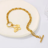 Women's Stainless Steel Butterfly Bracelet Lock Charm Cuff