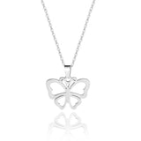 Stainless Steel Butterfly Necklace Women Clavicle Chain Pendant Choker