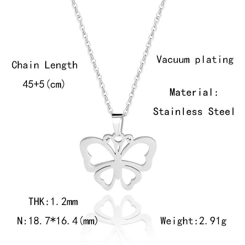 Stainless Steel Butterfly Necklace Women Clavicle Chain Pendant Choker