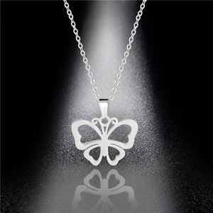 Stainless Steel Butterfly Necklace Women Clavicle Chain Pendant Choker