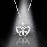 Stainless Steel Butterfly Necklace Women Clavicle Chain Pendant Choker