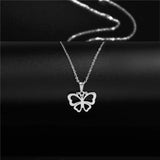 Stainless Steel Butterfly Necklace Women Clavicle Chain Pendant Choker