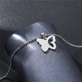 Stainless Steel Butterfly Necklace Pendant Ladies Clavicle Chain Choker