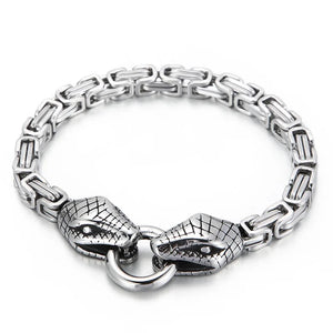 Gold Byzantine Chain Double Snake Bracelet for Men